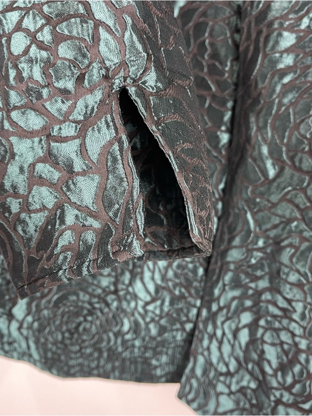 Ali Miles Jacket NWT Size M Textured Green Floral Print Open Front Artsy Chic - Picture 6 of 10